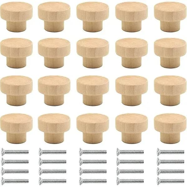 [RM]20 pcs. wooden knobs for cabinets - Round natural wooden knobs - For cabinets, drawers, dressers