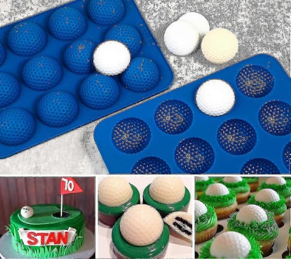 Golfbold chokoladeform silikone - kagepopforme med 12 huller zx [MI]