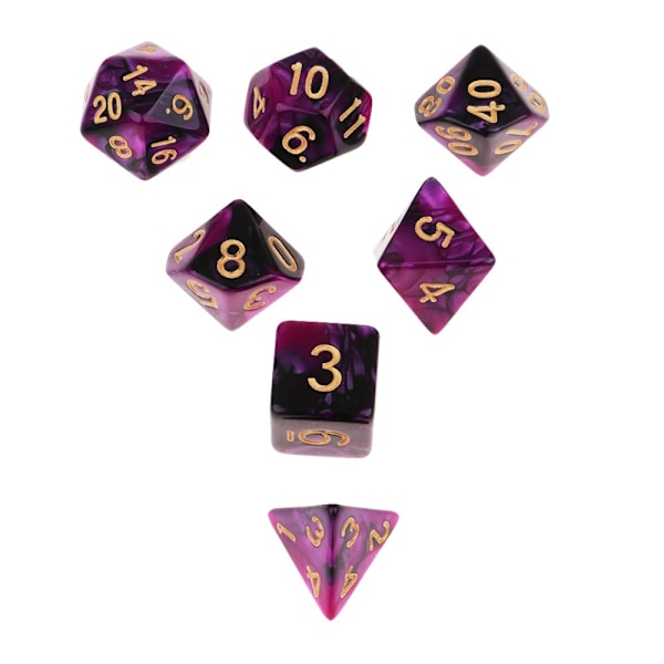 7 st Polyedriska Tärningar För Dungeons u0026 Dragons Tärningsspel Leksak Lila Svart
