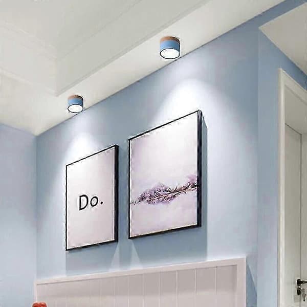 7w Led Loft Downlight Dæmpbar 7w 9w Overflademonteret Loftlampe Træ Moderne Lyseblå [MI] Blue 7W white light