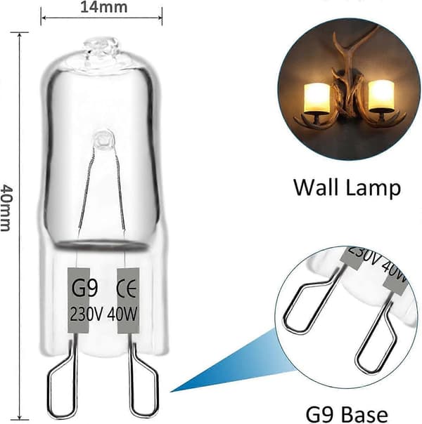G9 halogenlampa, 40 W, 230 V, 560 lm, varmvit, dimbar, 10-pack