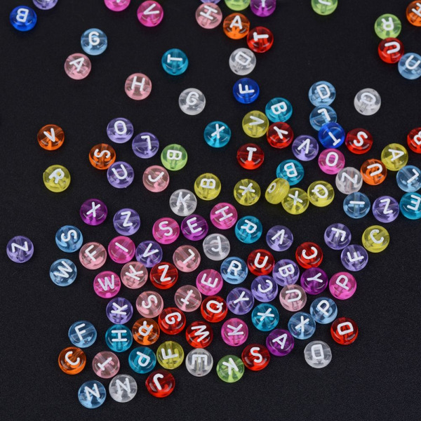 200st färgglada akrylpärlor Charm alfabetet Bokstavspärla DIY-smycken 1# Klar Flerfärgad