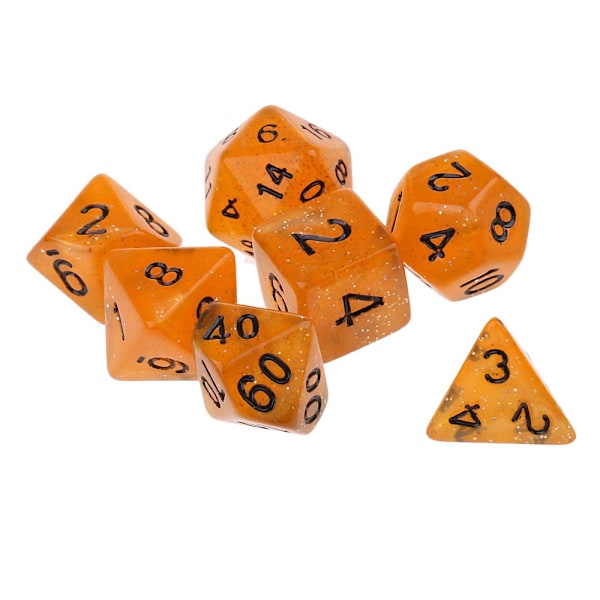 7 st polyedriska tärningar set d6 d8 d10 d12 d20 brädspel leksak present orange