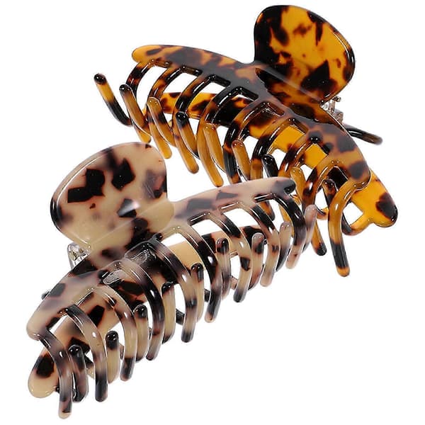 2 st Leopard Jaw Clips Kvinnor Stora Hårklämmor Snygga Hårklämmor