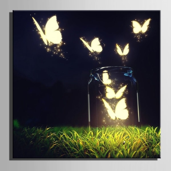 Inramad träinramad print belysningsbild fjärilar heminredning