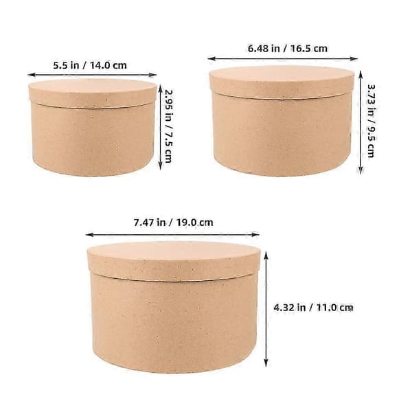 Runde Kraftpapirkasser kompatible med smykker 3 stk. indlejrede paphåndværksopbevaringskasser
