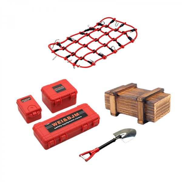1/10 RC Bil Crawler Dekoration Tillbehör Verktyg Väska Låda Grävmaskin Svart