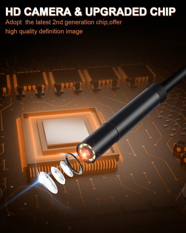 [RM]Industrial Endoscope, 1080P HD Endoscope Camera, 5m, 2.4 inch Pipe