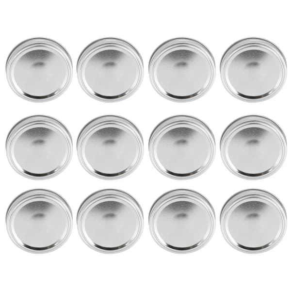 [RM]12 Pcs Stainless Steel Split Lids for Mason Jars, Round Leak-Proof Sealing Lids Kitchen Utensils (XH00180 Silver)
