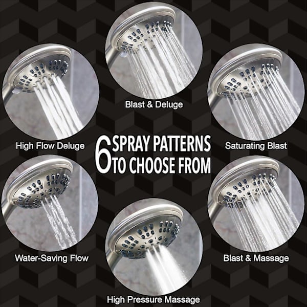[RM]6-function handheld shower head kit - High pressure, swivel handheld shower head WU
