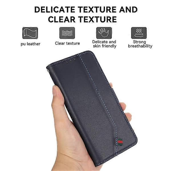 [RM] Kompatibelt etui til iPhone 17 Pro RFID Flip Lædercover Blue
