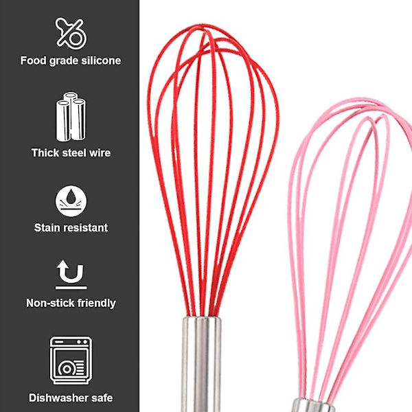 8 tums och 10 tums silikonvispsats om 4, visp ballong äggsås visp för nonstick kokkärl style 5