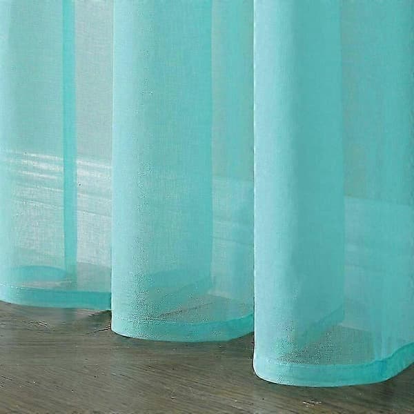 2 delar kraftiga gardiner i polyester voile med spännen för sovrum vardagsrum 140x280CM Turkos-ss