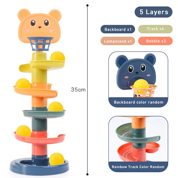 Montessori Leksaker Baby Spår Rullande Boll Push Pop Glidande Boll Tidig Pedagogisk Leksak 5 layers