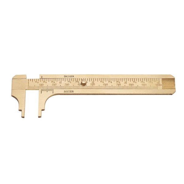 Practical Brass Caliper - Dual Scale Measuring Tool - Mini Brass Pocket Ruler (Dual 100mm Scale)