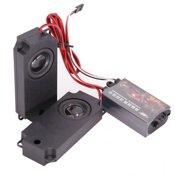 Uppgraderad Version RC Motorljud Kopplingsgasreglage Kit 10 Ljudlägen Röst Effekt Simulator 2 Högtalare för 1/10 RC Crawler Modell