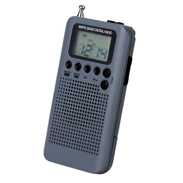am fm bärbar radio grå