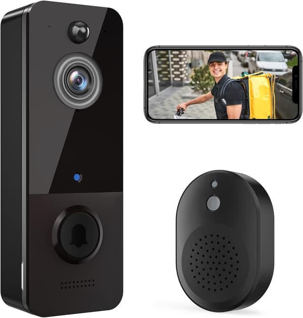 [RM]Video Doorbell Camera with Advanced Infrared Night Vision, Encrypted Cloud Storage for Secure Recording