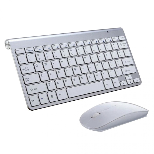Mini Trådlöst Tangentbord Mus Set Vattentätt 2.4G För Laptop Mac PC Silver