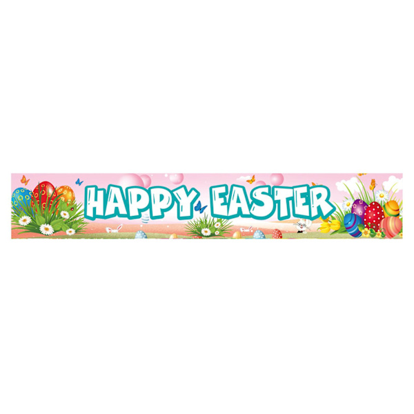 Påskbanner Skapa Stämning Enkel Installation Polyester Gräsmatta Skylt Bakgrund Flagga Kanin Påskägg Vimpel Festtillbehör M 1