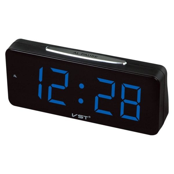 Stor LED-display elektronisk skrivbords digital väckarklocka EU-kontakt blå