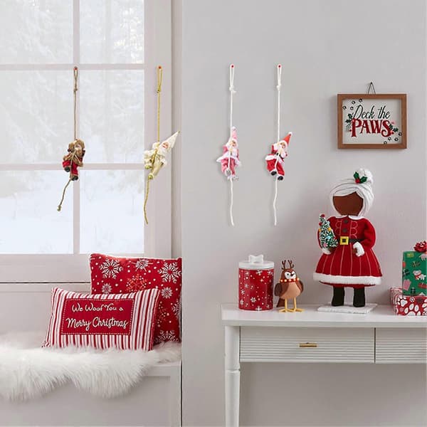 Klatrende julemandsornament - Polyester & PVC - til juletræ A