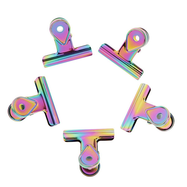 5 st Regnbågsfärgade Bulldog Gem Klämmor Kontorspärmklämma 5 cm