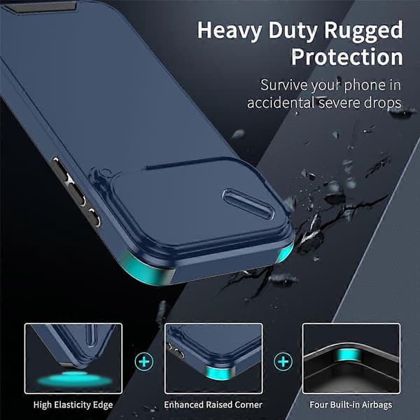 Kompatibelt skal för iPhone 17 Pro PC + TPU-skal med skjutbart kameraskydd Blue