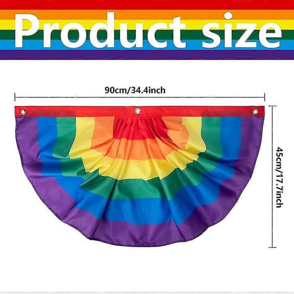 4-delt regnbue Pride-bunting, regnbue Pride-plisseret vifteflag-banner, LGBTQ, parade, udendørs fejring