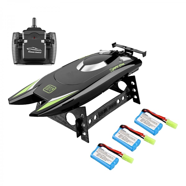 RC Båt Modell Höghastighets Racingbåt Vattenskoter 30km/h Svart Batteri 3
