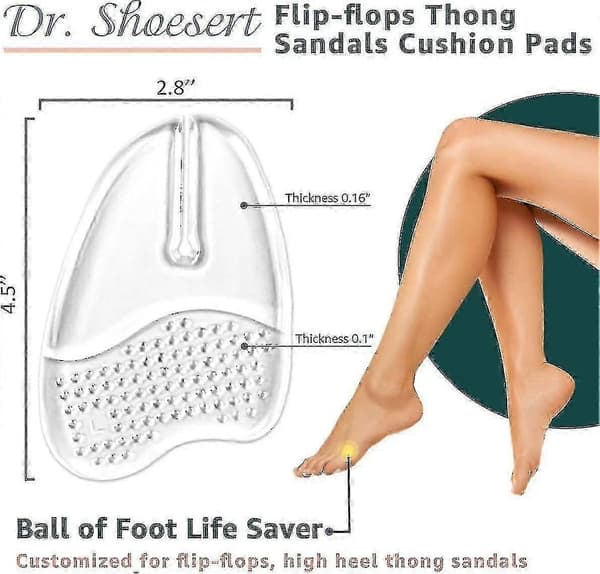 3 par gel-metatarsalputer for flip-flops, tangsandaler Transparent