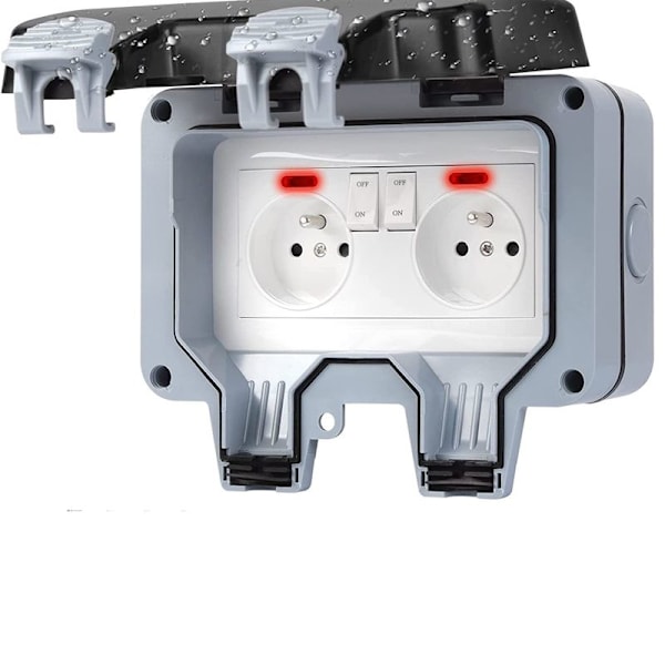 [RM]Waterproof IP66 outdoor socket with switch, waterproof junction box, double