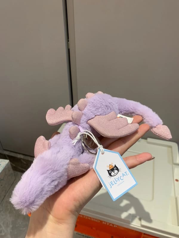 Jellycat Lila Dragon Bag Charm - Cute Keychain, Magical Accessory[RM]