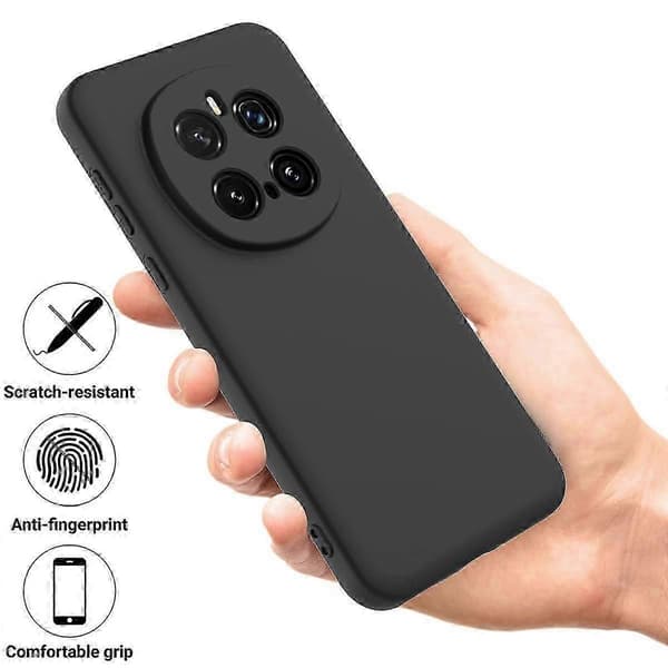 [RM] Ensfarvet flydende silikone-cover med stødabsorbering Black For Honor Magic7 Pro
