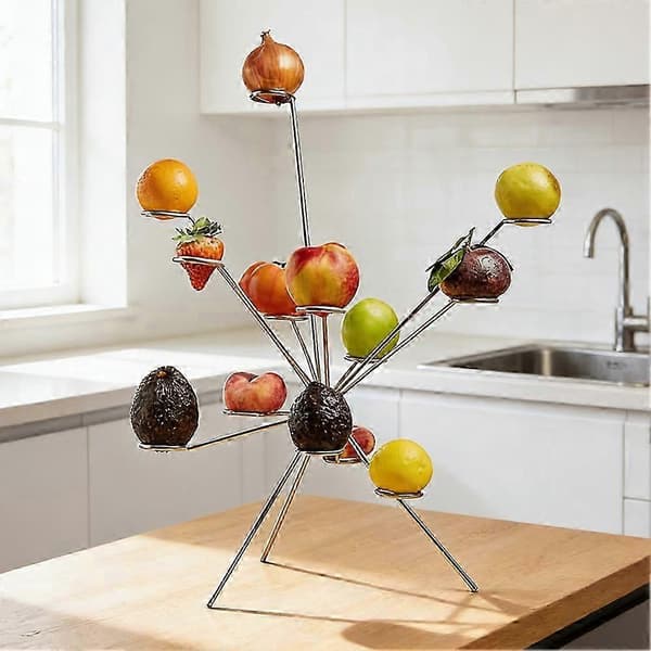 Exploding Fruit Bowl Centerpiece - Modern Metal Fruit Stand with 360 Degree Multi-Arm Display, Art Sculpture Bowl for Kitchen & Di szsh309