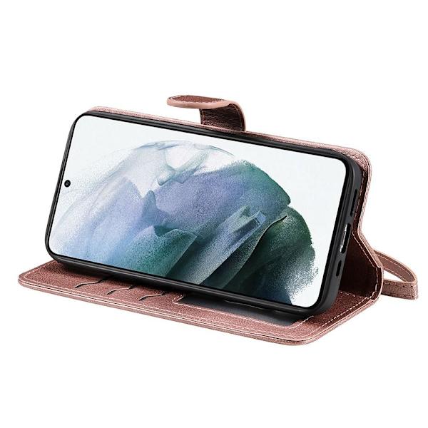 SKALO Kompatibel med Samsung S22 Magnetisk Etui/Wallet \"2 i 1\" - Rose Pink gold Rosa guld
