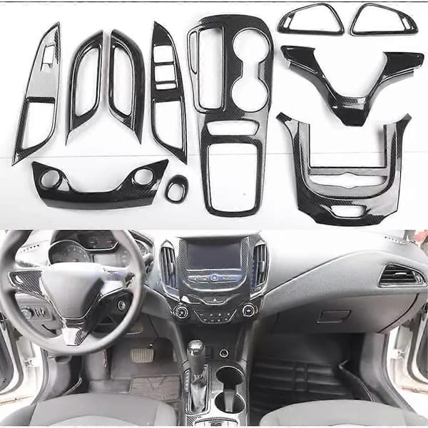 11 dele kulfiber interiør trim kit til Chevrolet Cruze 2017 2018 2019