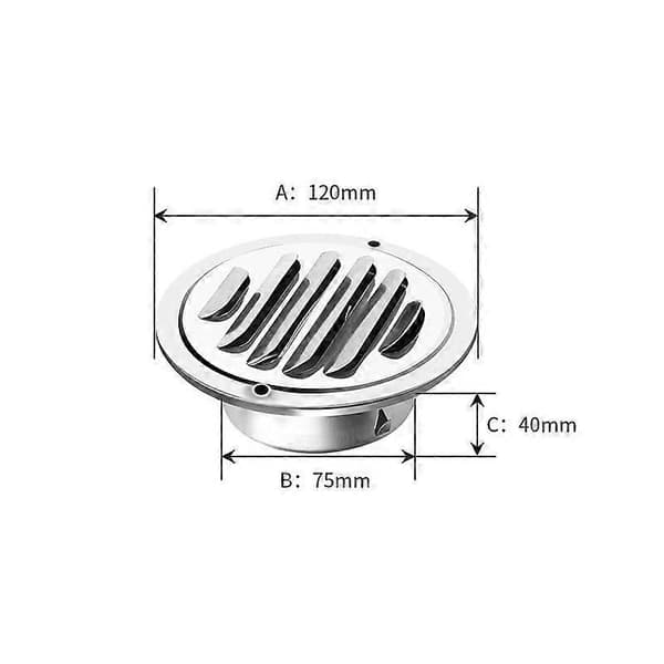 Rund ventilationsrist, ventilationsrist i rustfrit stål, med netventilation, rund ventilationsrist til udstødningsrør