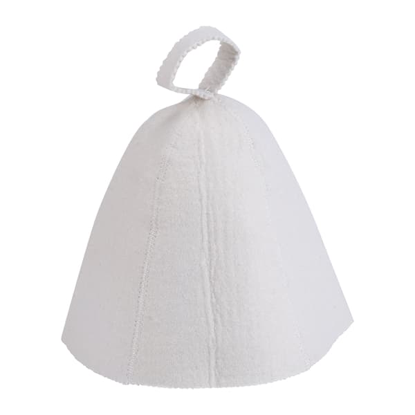 White Wool Felt Sauna Hat for Russian Banya Sauna with Hanging Loop [RM] 0.1