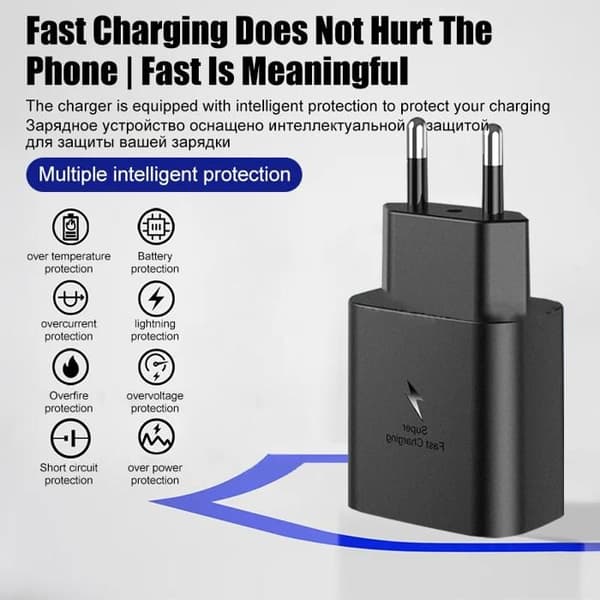 45W PD ultrarask lader for Samsung Galaxy S24, S23 Ultra og Note 10 Plus USB-C-kabel strømadapter