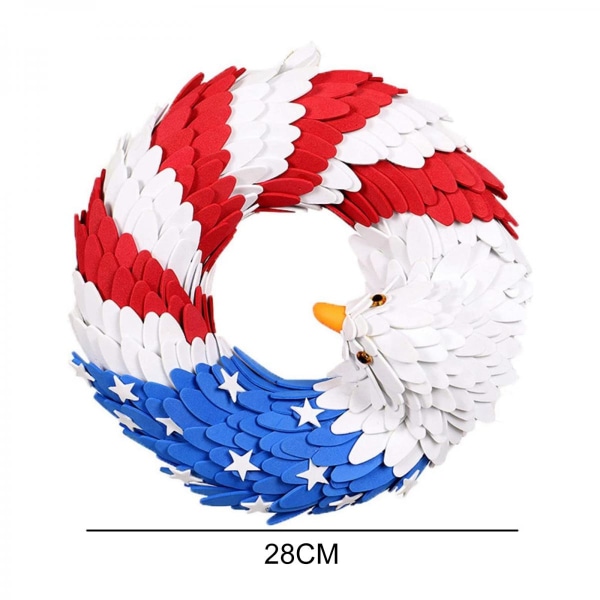 Americana Patriotic Krans Garland Dekoration Vägg Fönster Labor Day Outdoor A 28 Cm