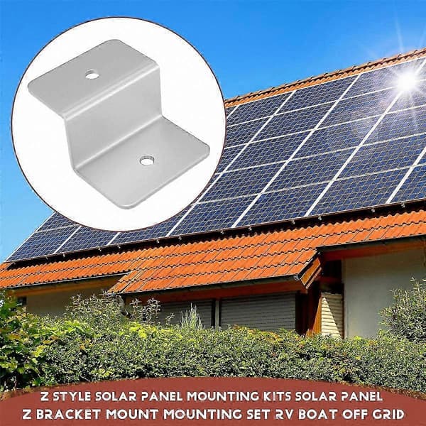 8-pakning Z-stil solcellepanelbraketter i aluminiumslegering for takmontering og installasjon av solcelleanlegg i campingvogner Silver