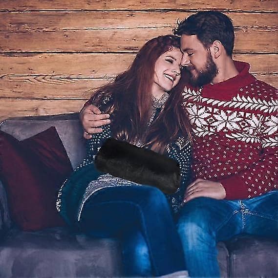 Faux Fur Håndvarmer Dame Varm Faux Fur Muffe 20*35CM Sort_max