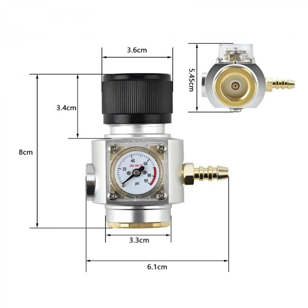 CO2 Mini Gasregulator CO2 Laddare Kit Rostfritt Stål för Soda Stream Kombucha, Kallt Kaffe, Mousserande
