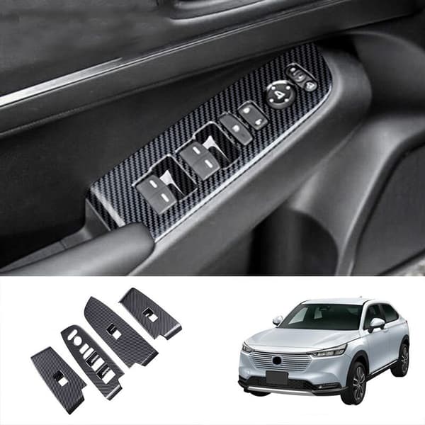[RM]Carbon Fiber Car Window Lift Button, Door Armrest Panel for -V Vezel 2021 2022 Left Hand Drive