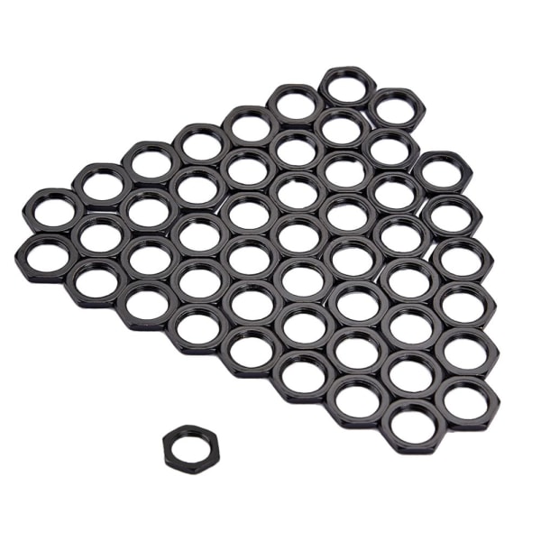 50-pack basgitarrjack mutter Slimmutter 8 mm diameter svart