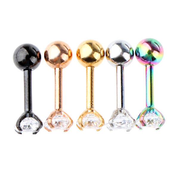 5 st rostfritt stål strass labret läpp öra stud örhänge 16g rund kristall