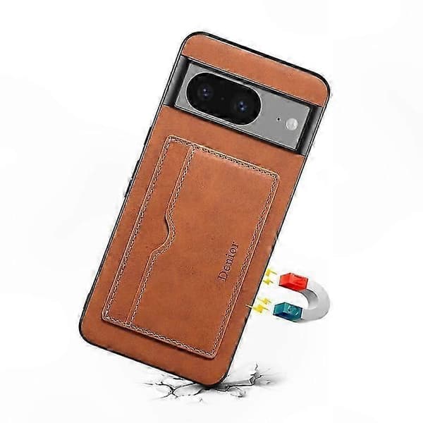 Retro nahkainen TPU PC -puhelinkotelo korttipidikkeellä Pixel 8:lle Brown