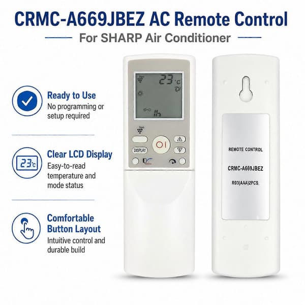 Til SHARP CRMC-A669JBEZ Aircondition Erstatnings AC Fjernbetjening Not Specified
