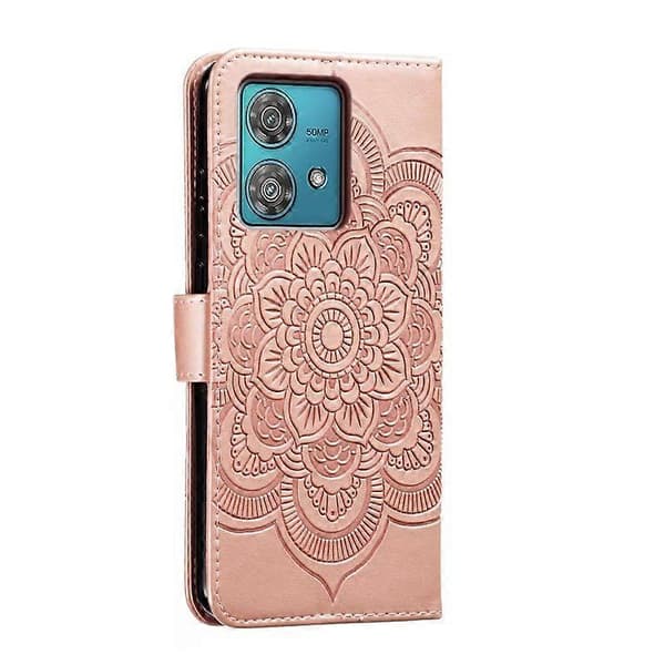 [RM] Lædertelefonetui til Motorola Edge 40 Neo Rose Gold